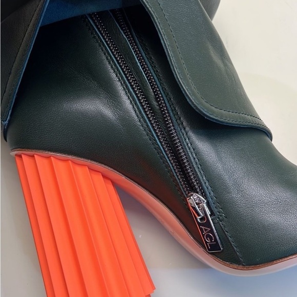 AGL made in Italy Stylish Green Boots with Orange Heel as seen on Emily in Paris - Picture 6 of 13